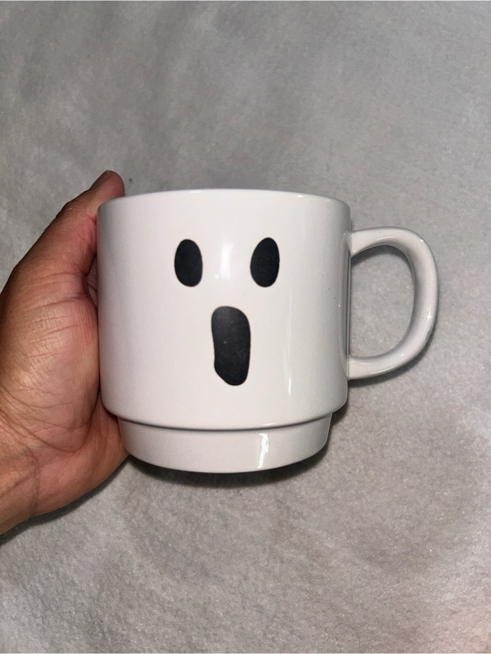 White Ghost Face Ceramic Mug